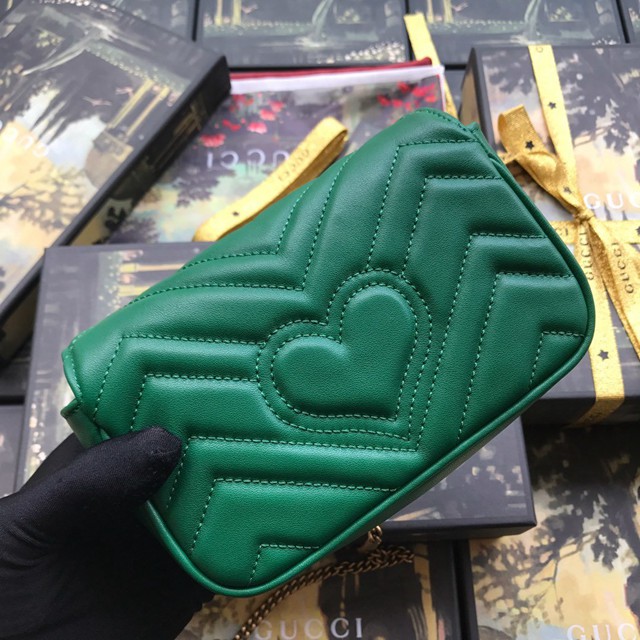 Gucci女包 476433 古馳GG Marmont迷你鏈條包 復古金色五金 Gucci全皮小號女包  gqy1150